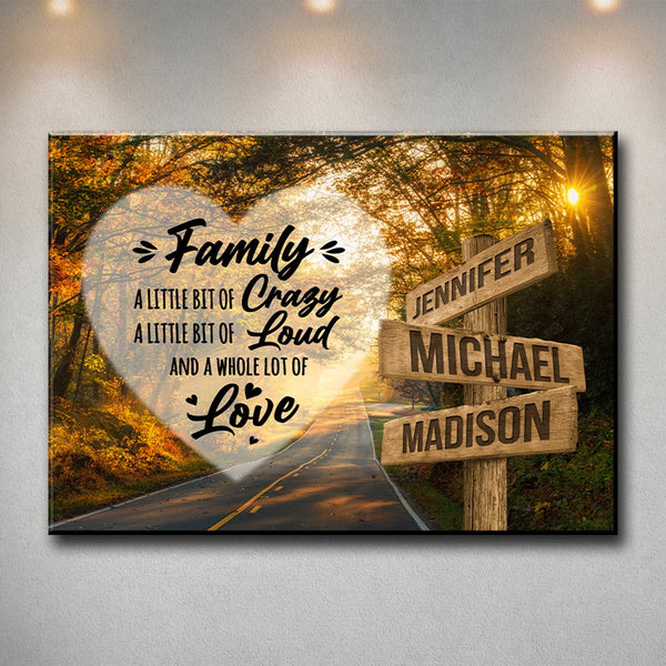 Autumn Road Heart Color Saying 2 Multi-Names Premium Canvas