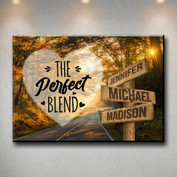 Autumn Road Heart Color Saying 4 Multi-Names Premium Canvas