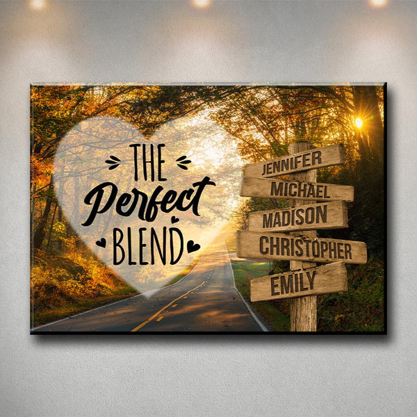 Autumn Road Heart Color Saying 4 Multi-Names Premium Canvas