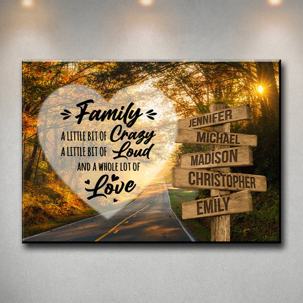 Autumn Road Heart Color Saying 2 Multi-Names Premium Canvas