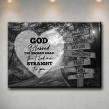 Autumn Road Heart - God Blessed Multi-Names Premium Canvas