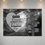 Autumn Road Heart - God Blessed Multi-Names Poster