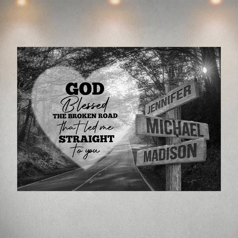 Autumn Road Heart - God Blessed Multi-Names Poster