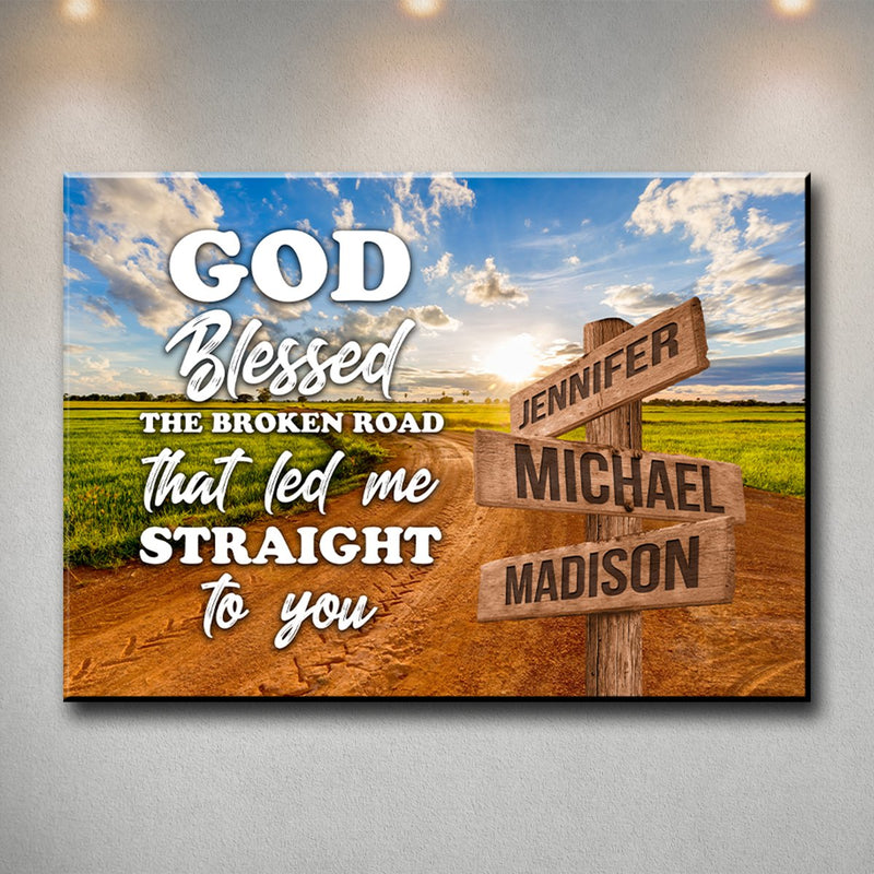 Dirt Road Color - God Blessed Multi-Names Premium Canvas