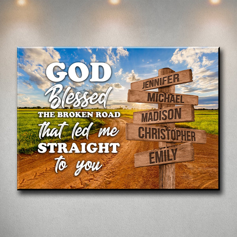 Dirt Road Color - God Blessed Multi-Names Premium Canvas