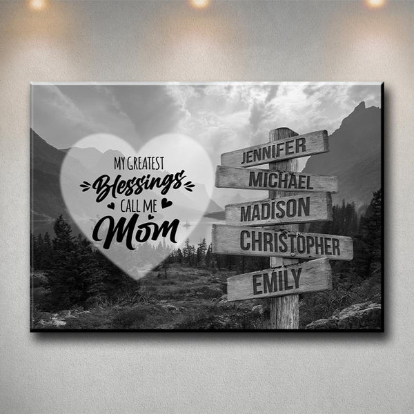 Mountain Range - Call Me Mom Multi-Names Premium Canvas