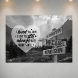 Mountain Range Heart Saying 1 Multi-Names Poster