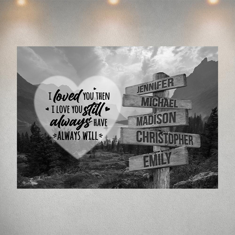 Mountain Range Heart Saying 1 Multi-Names Poster