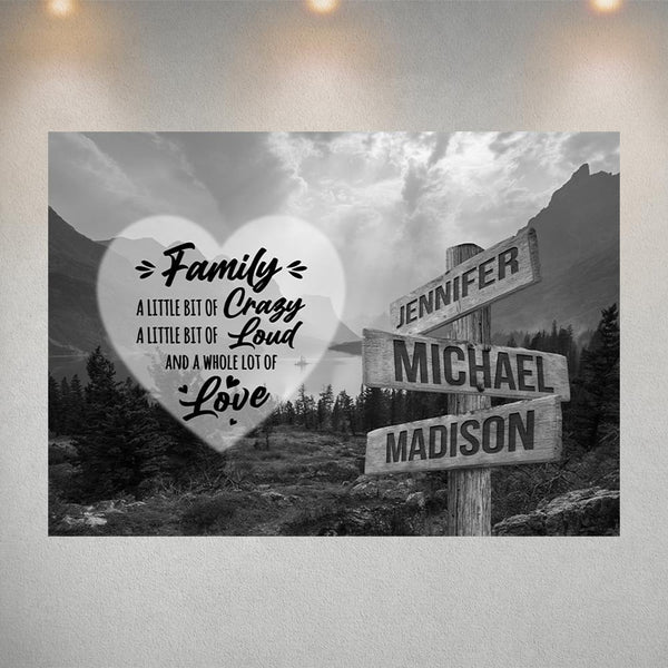 Mountain Range Heart Saying 2 Multi-Names Poster