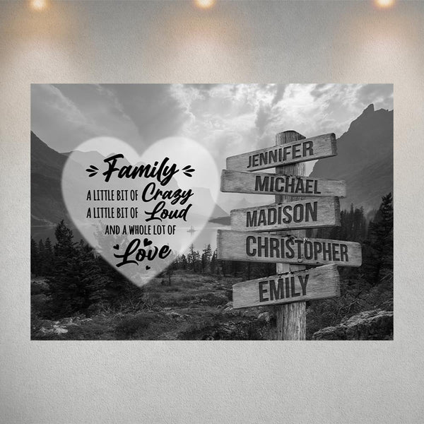 Mountain Range Heart Saying 2 Multi-Names Poster