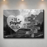 Mountain Range Heart Saying 4 Multi-Names Premium Canvas