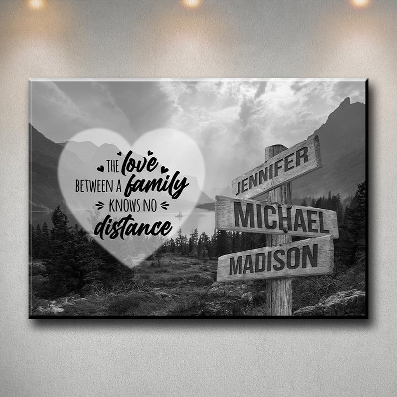 Mountain Range Heart Saying 5 Multi-Names Premium Canvas