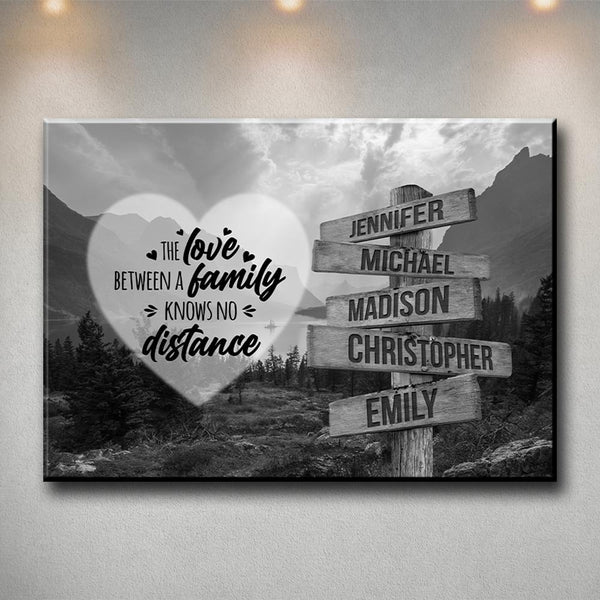 Mountain Range Heart Saying 5 Multi-Names Premium Canvas