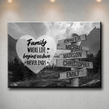 Mountain Range Heart Saying 6 Multi-Names Premium Canvas