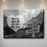 Mountain Range Heart Saying 7 Multi-Names Premium Canvas