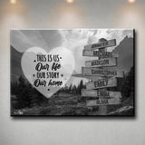 Mountain Range Heart Saying 7 Multi-Names Premium Canvas