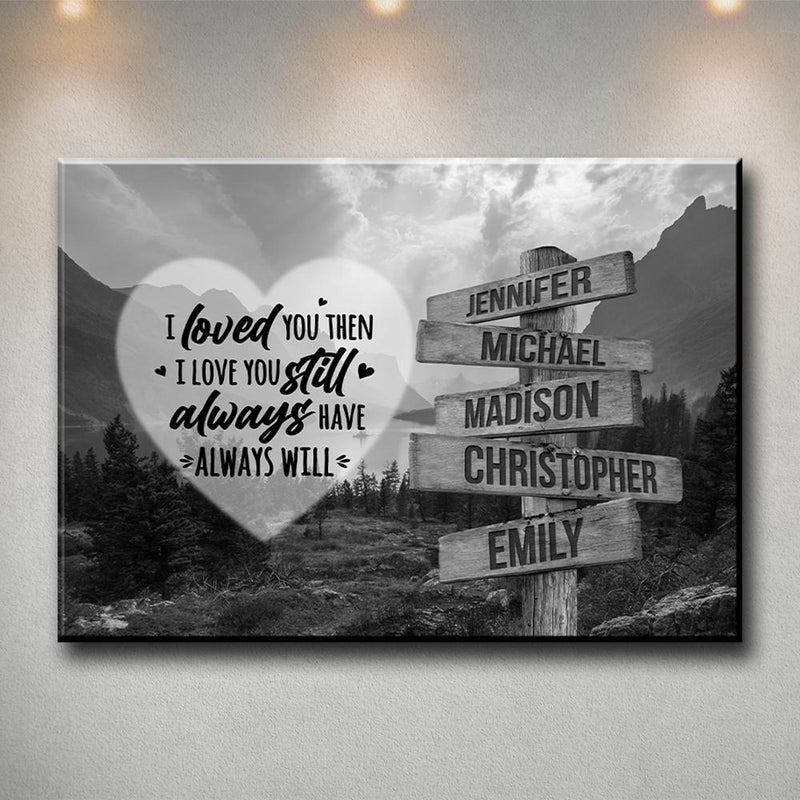 Mountain Range Heart Saying 1 Multi-Names Premium Canvas