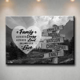 Mountain Range Heart Saying 2 Multi-Names Premium Canvas