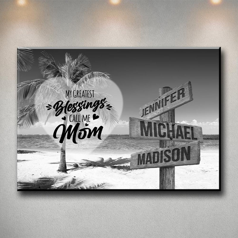 Ocean Breeze - Call Me Mom Multi-Names Premium Canvas