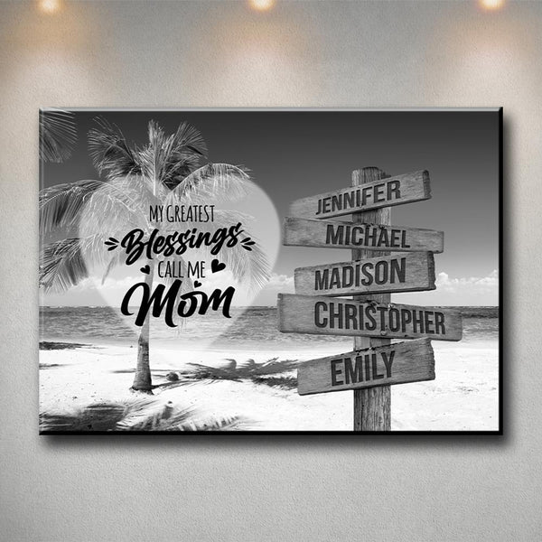 Ocean Breeze - Call Me Mom Multi-Names Premium Canvas