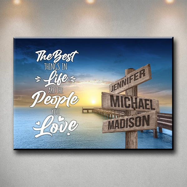Ocean Dock Color Saying 3 Multi-Names Premium Canvas