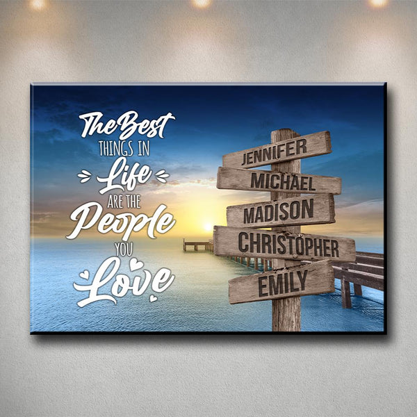 Ocean Dock Color Saying 3 Multi-Names Premium Canvas