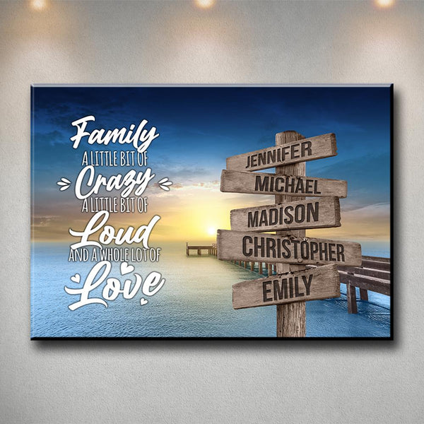 Ocean Dock Color Saying 2 Multi-Names Premium Canvas