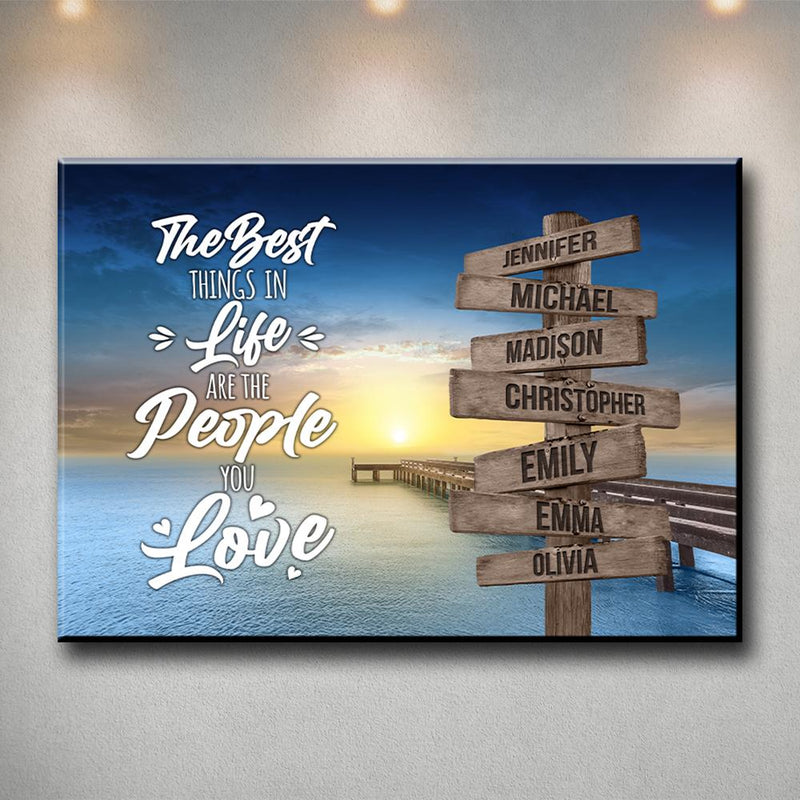 Ocean Dock Color Saying 3 Multi-Names Premium Canvas
