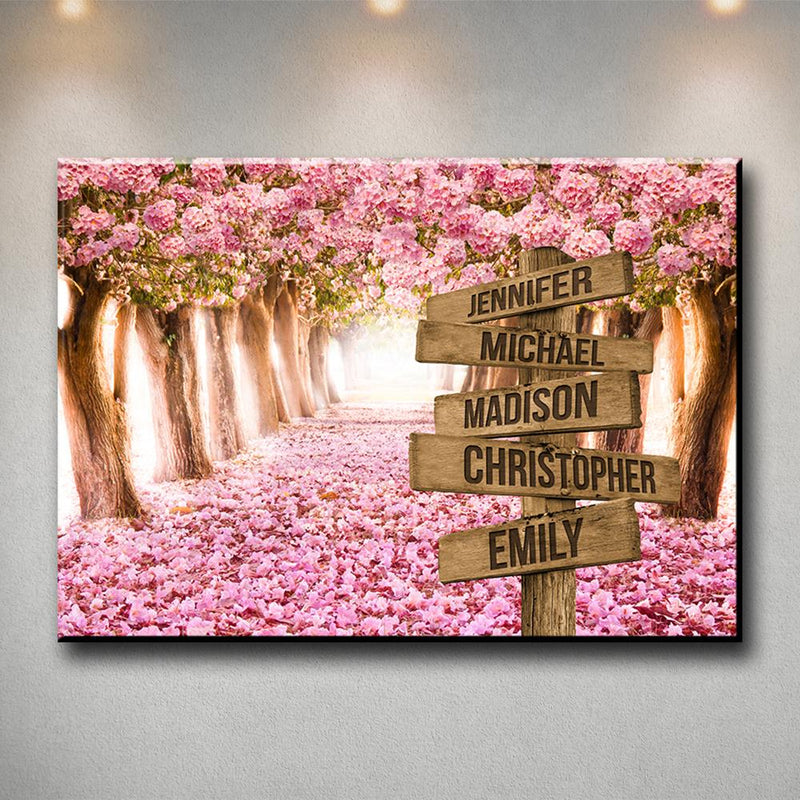 Pink Petal Road Multi-Names Premium Canvas