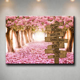 Pink Petal Road Multi-Names Premium Canvas