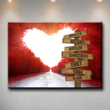 Red Heart Road Multi-Names Premium Canvas