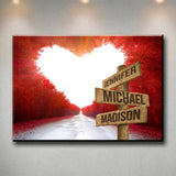 Red Heart Road Multi-Names Premium Canvas