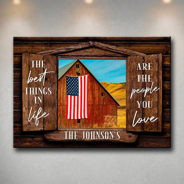 American Barn Color Wood Shutters Premium Canvas Saying 3