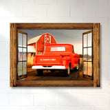 Old Truck Barn Window Premium Canvas