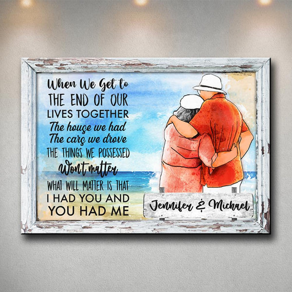 Old Couple Beach Premium Canvas