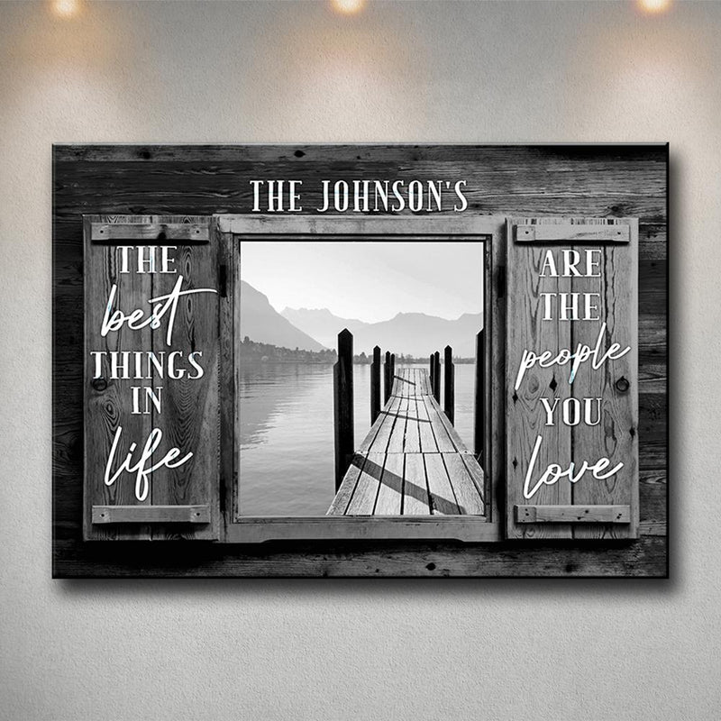 Lake Dock Wood Shutters Premium Canvas Saying 3