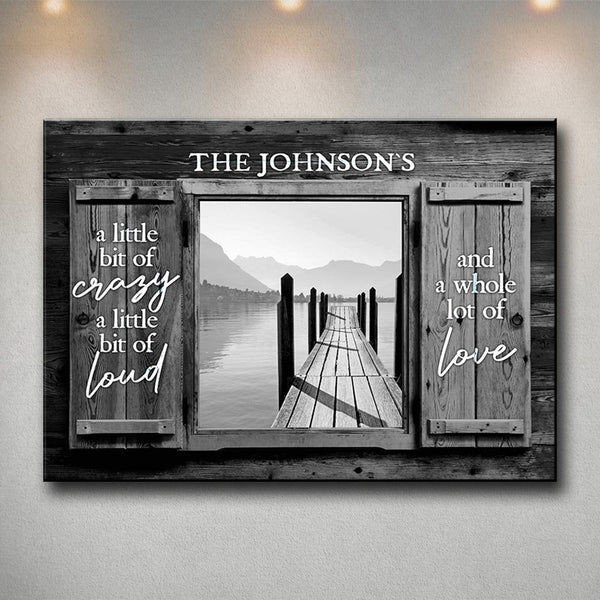 Lake Dock Wood Shutters Premium Canvas Saying 2