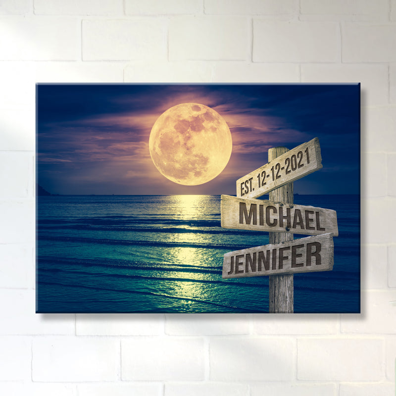 Moon Ocean Names Premium Canvas