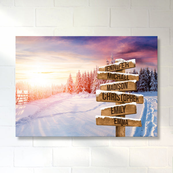 Winter Tree Path Multi-Names Premium Canvas