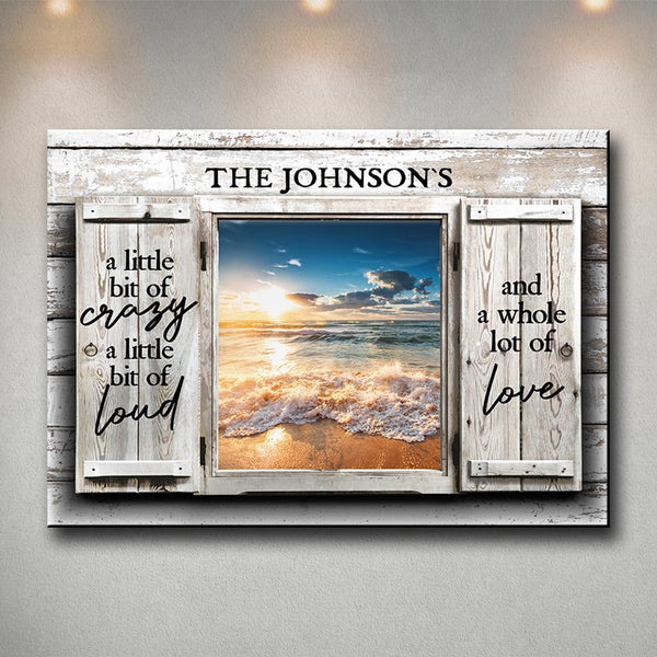 Ocean Sunset Color Wood Shutters Premium Canvas Saying 2