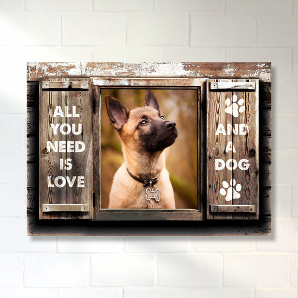 Dog Love Wood Shutters Premium Canvas