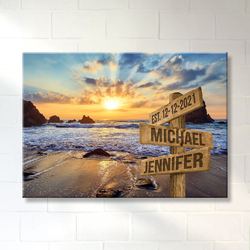 Ocean Sunset 2 Color Names Premium Canvas