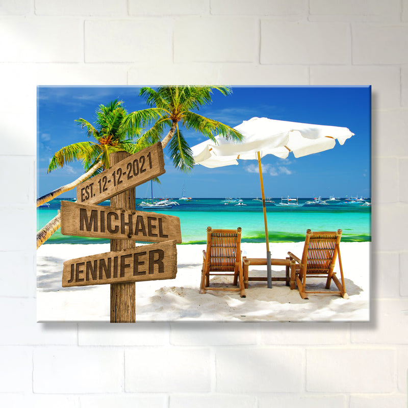 Beach Chair 2 Names Premium Canvas