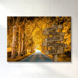 Autumn Yellow Road Multi-Names Premium Canvas