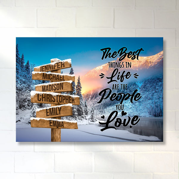 Winter Mountain Saying 3 Multi-Names Premium Canvas