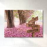 Pink Petal Lane Names Premium Canvas