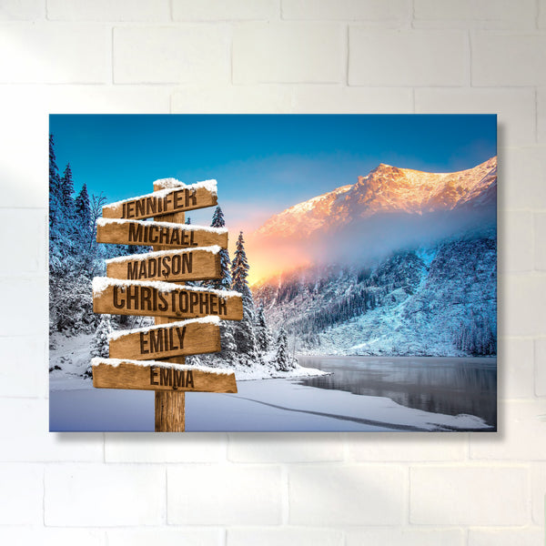 Winter Mountain Multi-Names Premium Canvas