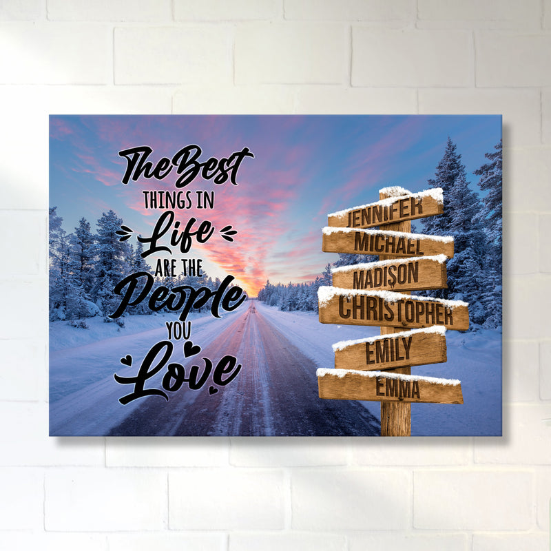 Winter Dawn Road Saying 3 Multi-Names Premium Canvas