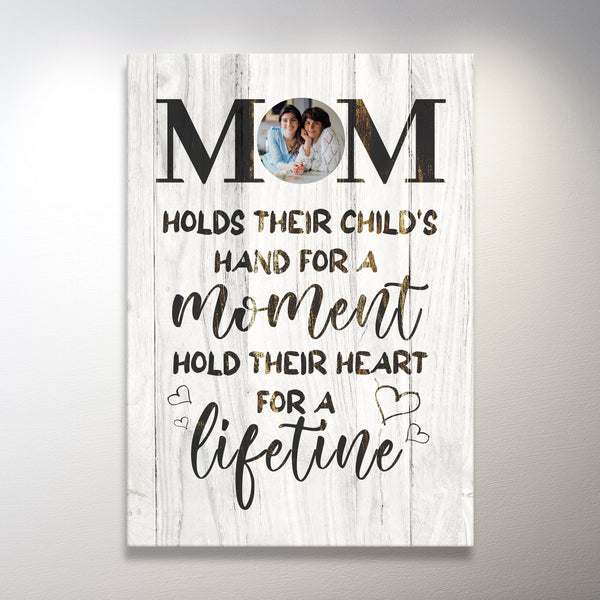 Mom Holds Hands and Heart Premium Canvas