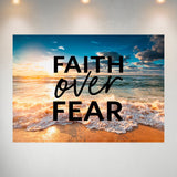 Faith Over Fear - Ocean Sunset Poster